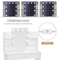 Туалетный столик WOLTU со светодиодным зеркалом, 2 ящика, 4 полки для хранения, 90x40x125 см, столик для макияжа для девочек и женщин, спальня — изображение 3