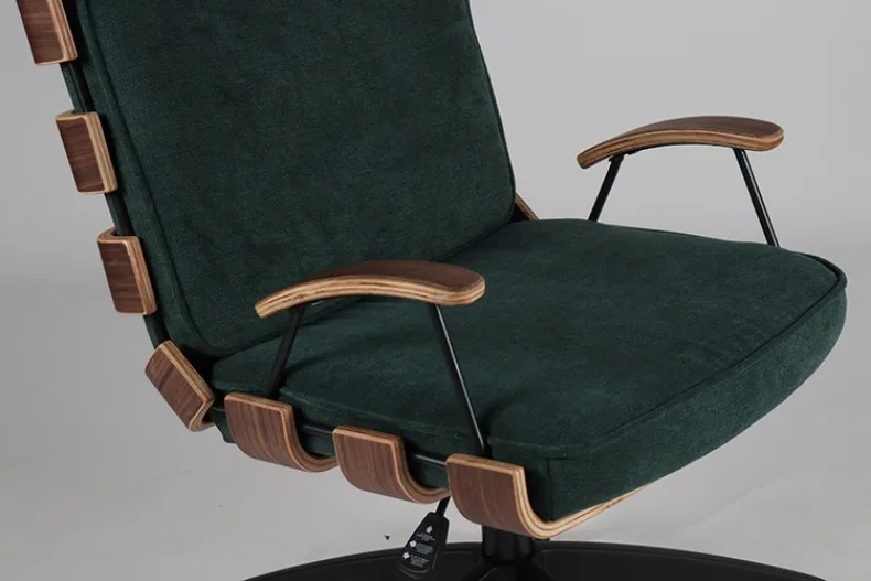 Rotating Lifting Office Chair, Study Retro Walnut Computer Chair, Living Room Leisure and Comfortable Backrest Chair