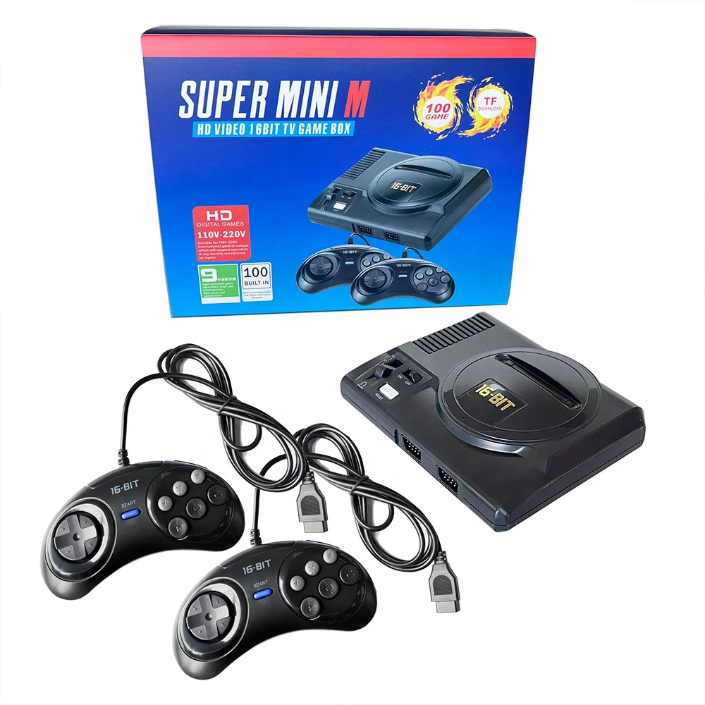16BIT HD MEGA DRIVE Super Mini Md Game Console HD Video 16bit TV Games Built in 100 Games（Did not include TF Card)）