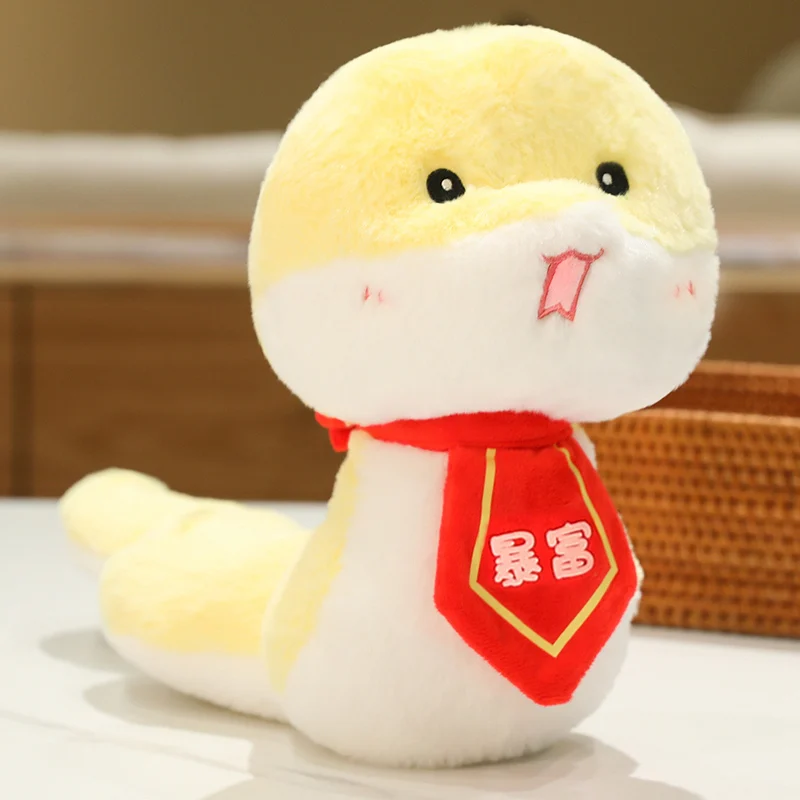 thumbnail image 1 of Kawaii Bowtie Snake Plushie Soft Stuffed Animals Cute Snakes with Bib Neckbow With Pray Words Health Lucky Rich Wish, 1 of 5