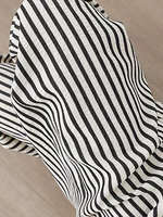 Women's Casual Vertical Striped Comfortable Breathable Elastic Waist Belted Daily Wear Casual Tapered Crop Pants With Pockets - Image 4