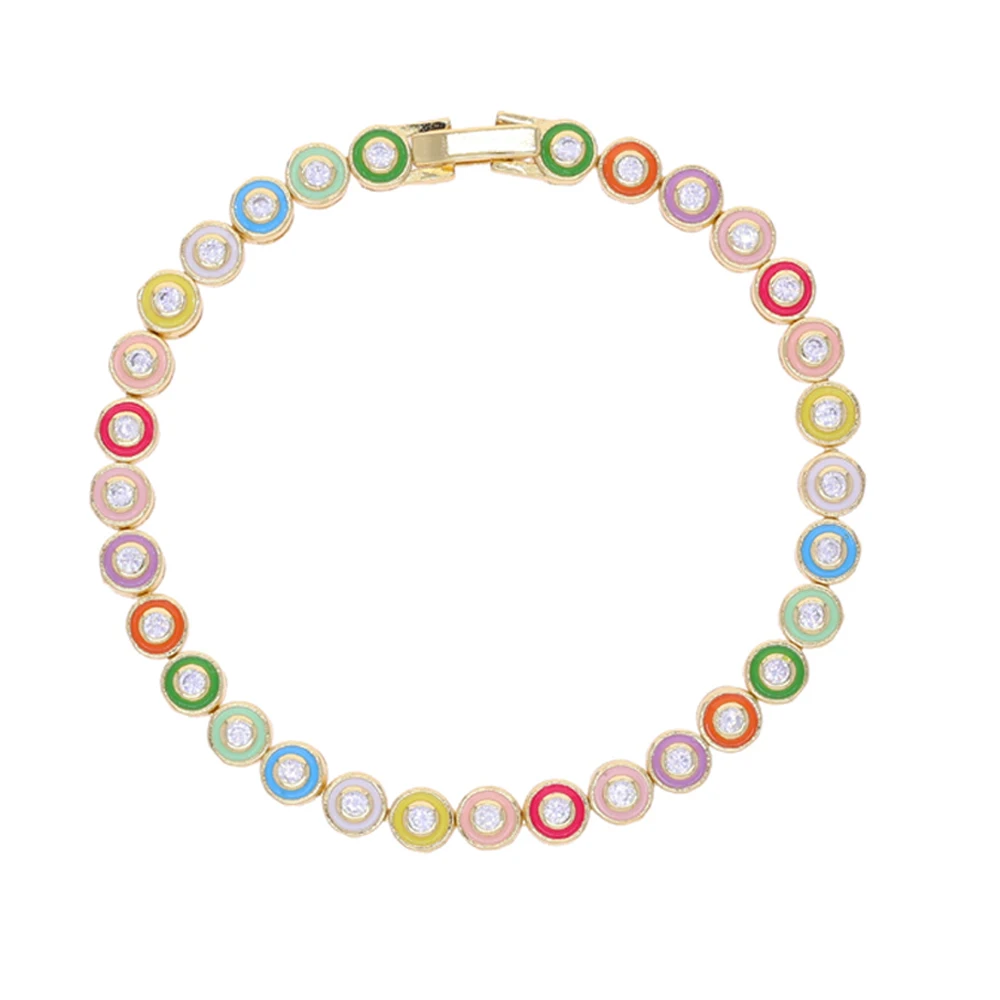 2025 New Fashion Gold Color Colorful Rainbow Bracelet 5A