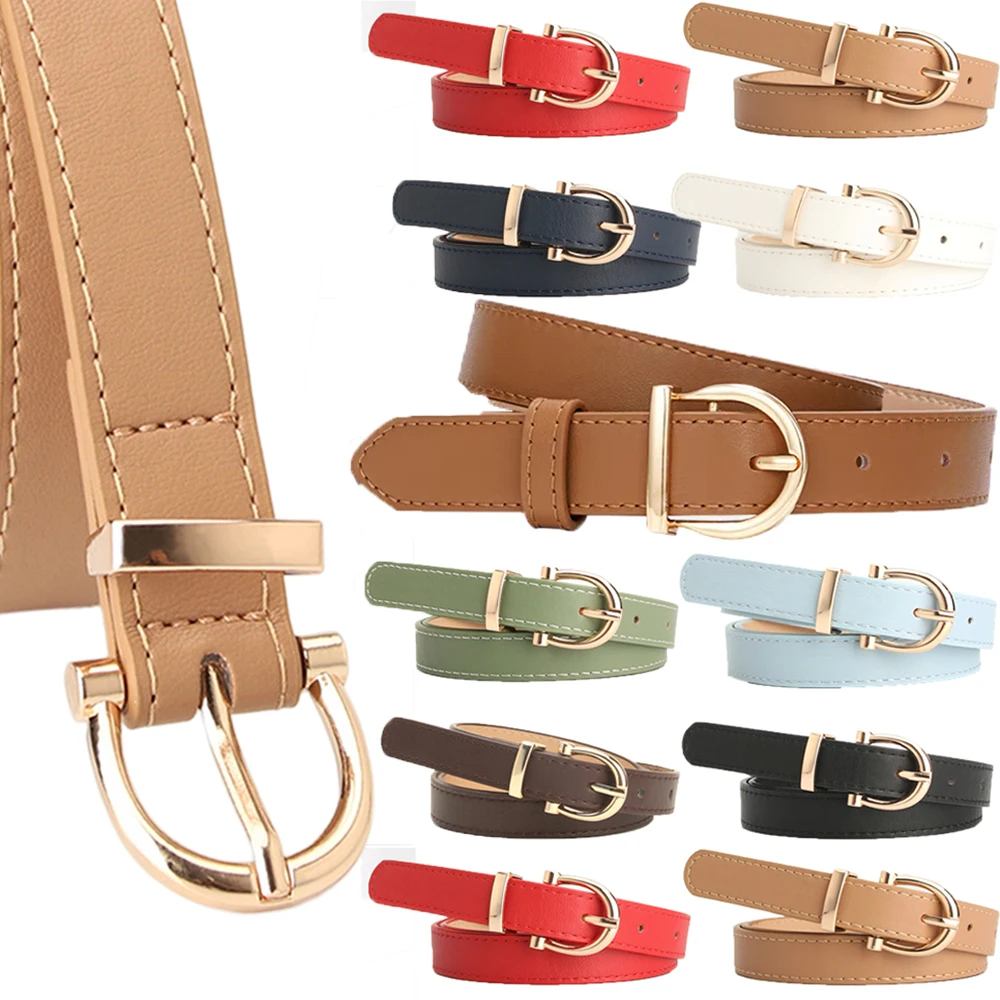 Women's Belts For Dress Luxury Designer Quality Brands Narrow Fashion Jeans Ladies Thin Waist Pu Leather Belt Female Waistband