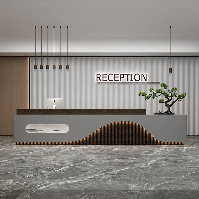 

Luxury Clinic Reception Desk Executive Counter Display Hotel Commercial Reception Desk Premium Mostrador Oficina Furniture HDH