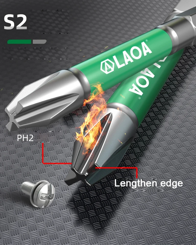 LAOA S2 Bit Elektriker-Spezialbit mit elf Stellen, stark magnetischer Phillips-Schraubendreherkopf, speziell für Handbohrmaschinen. – Detail 23