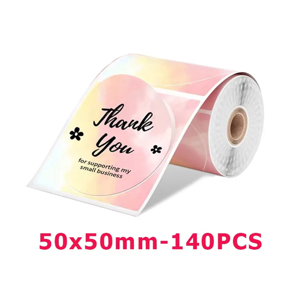White Transparent Round Series Adhesive Thermal Label Sticker Roll