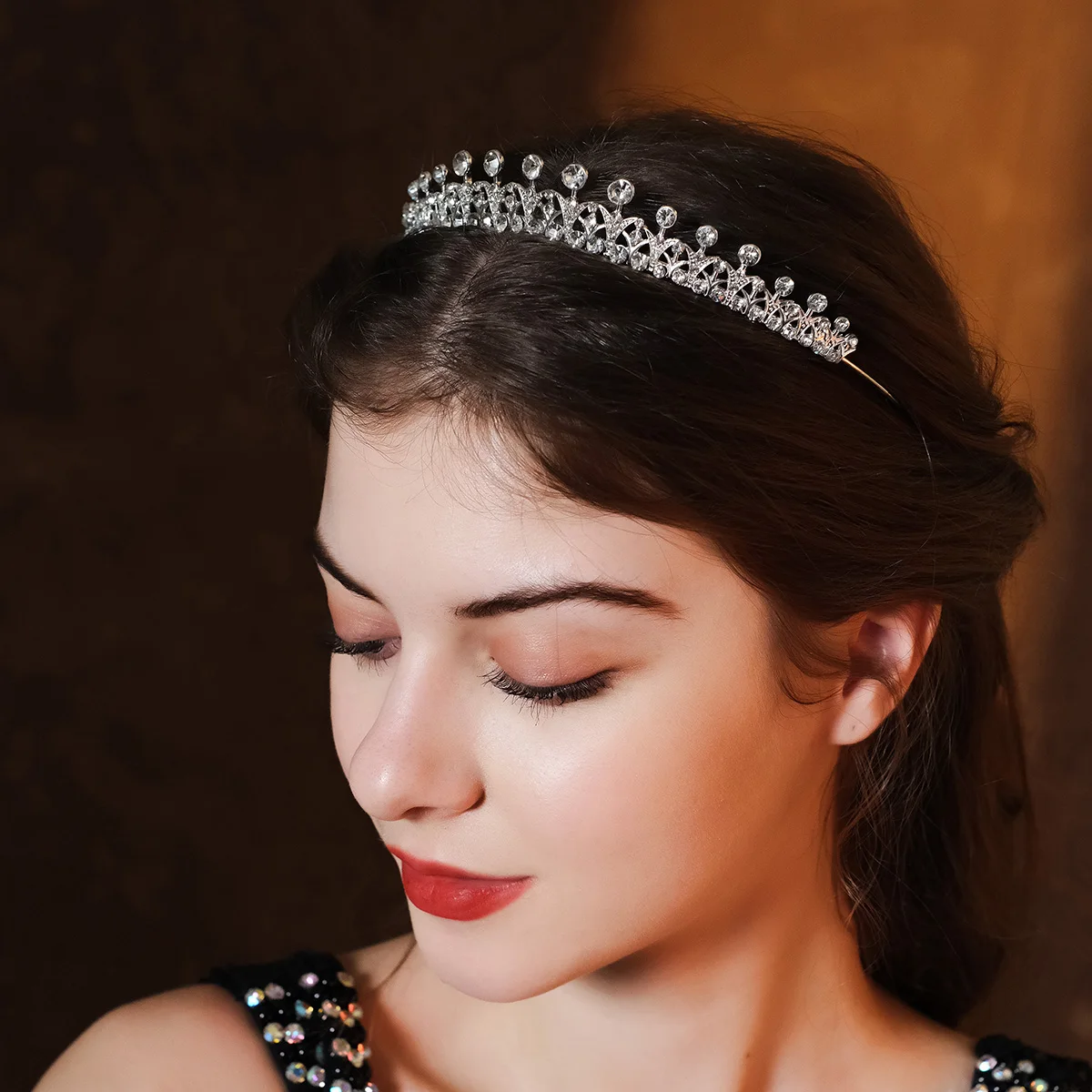 Dame Freiheit Tiara Cosplay Party Krone Silber und Gold funkelnden Strass Hochzeit Krone Braut Kopfschmuck Kleid Accessoires – Detail 21