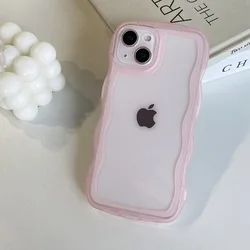 Translucent Wave Edge Soft TPU Phone Case - i15Plus (Pink)
