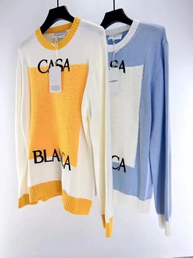 

2024ss Oversized Casablanca Wool Sweater Men Women 1:1 Top Quality Casual Knitted Sweaters