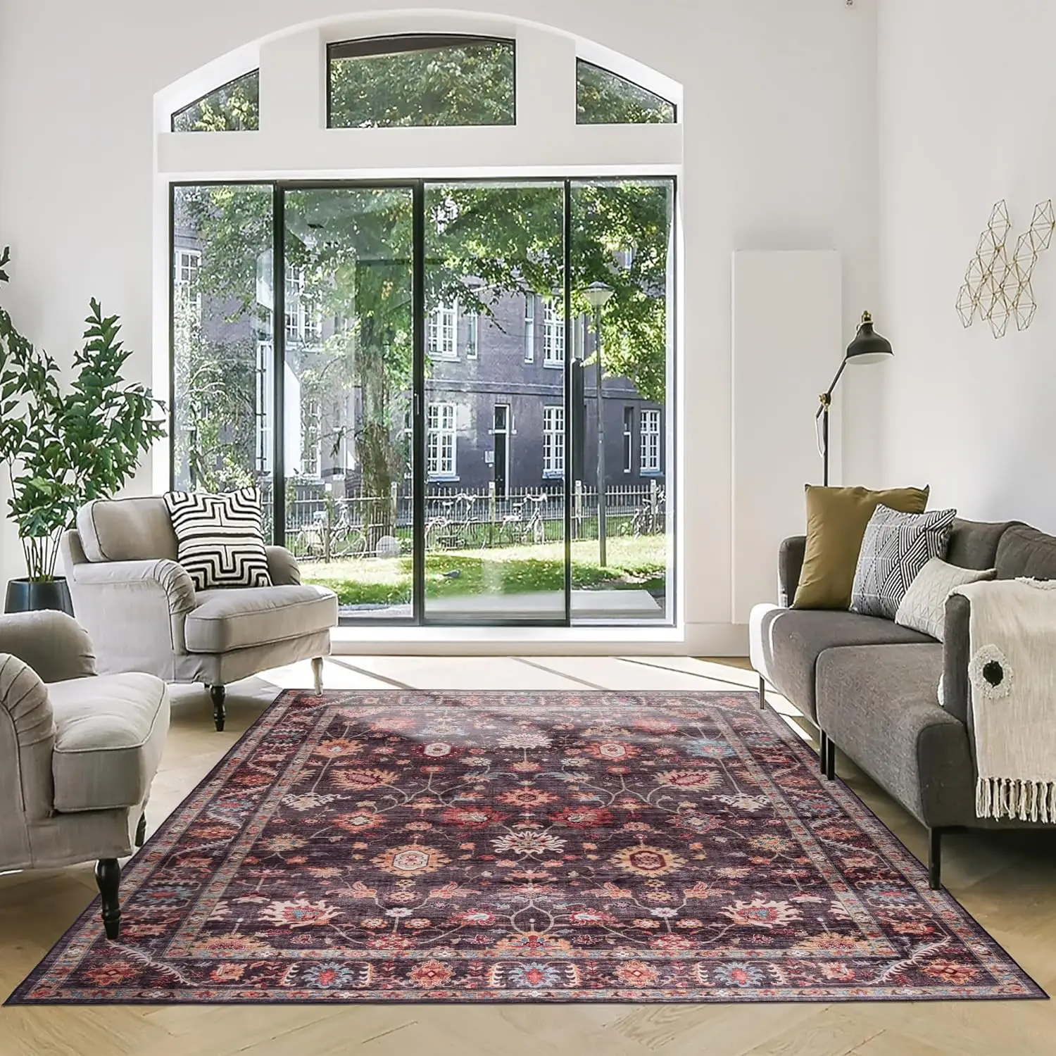 vikama Printed Indoor Boho Area Rug - Non Slip Super Strong,Printed Rug Home Décor for Entryway, Bedroom, Living Room Decor