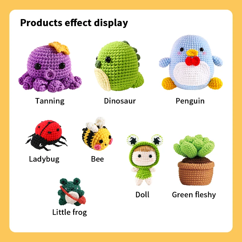 QZLKNIT DIY Handmade Doll Crochet Kit For Beginners Penguin Sewing Material Package Hand Knitting For Kids Adults Crochet Lovers