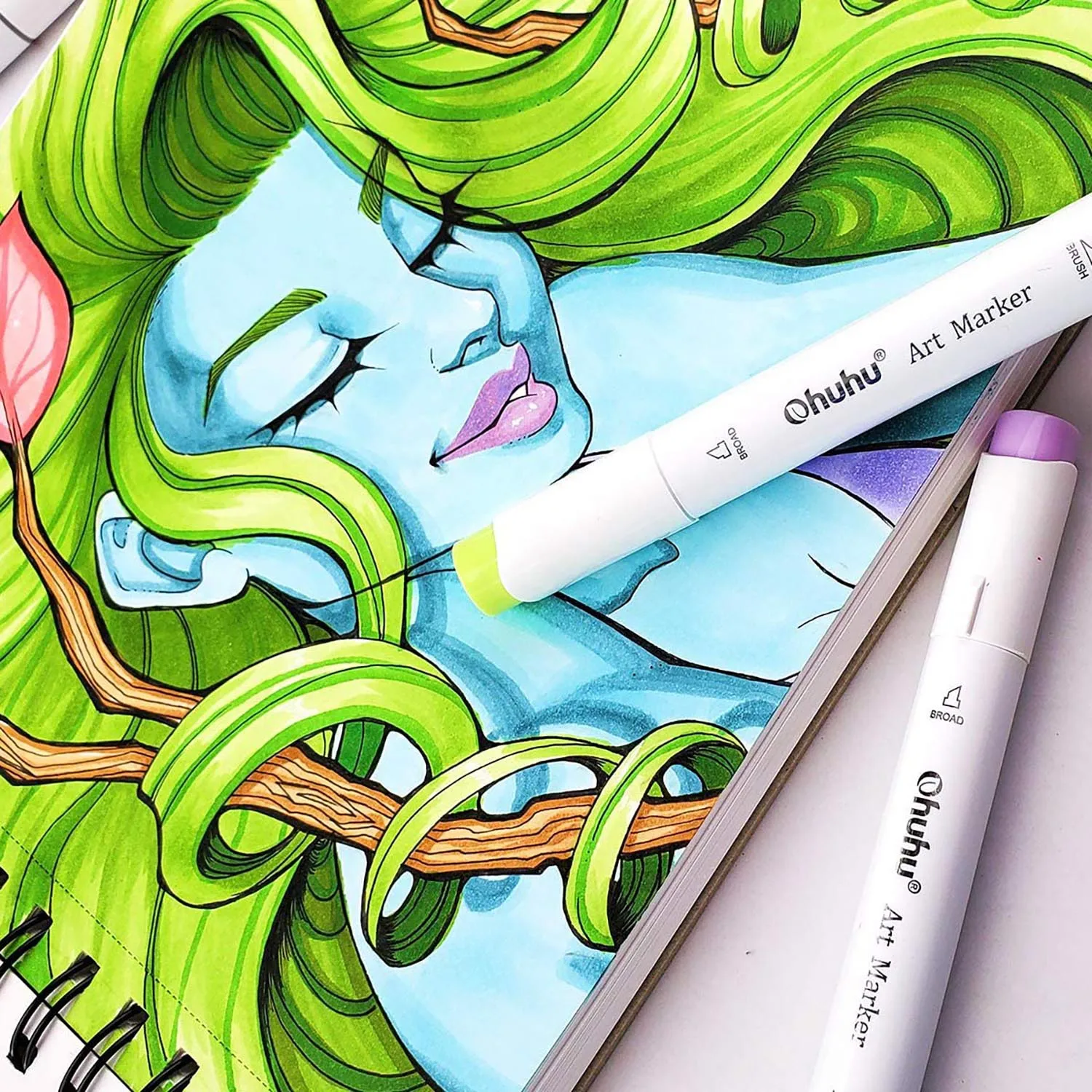 Ohuhu Spiral Bound Marker Pad for Alcohol Markers Art Sketchbook Watercolor Paper Pad Drawing Notebook for Markers School Gift 5