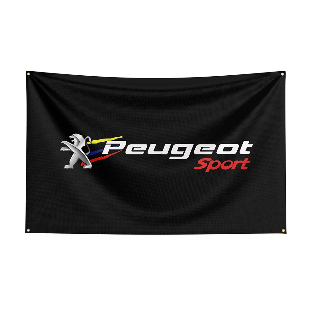 

90x150cm Peugeots Flag Polyester Printed Racing Car Banner For Decor
