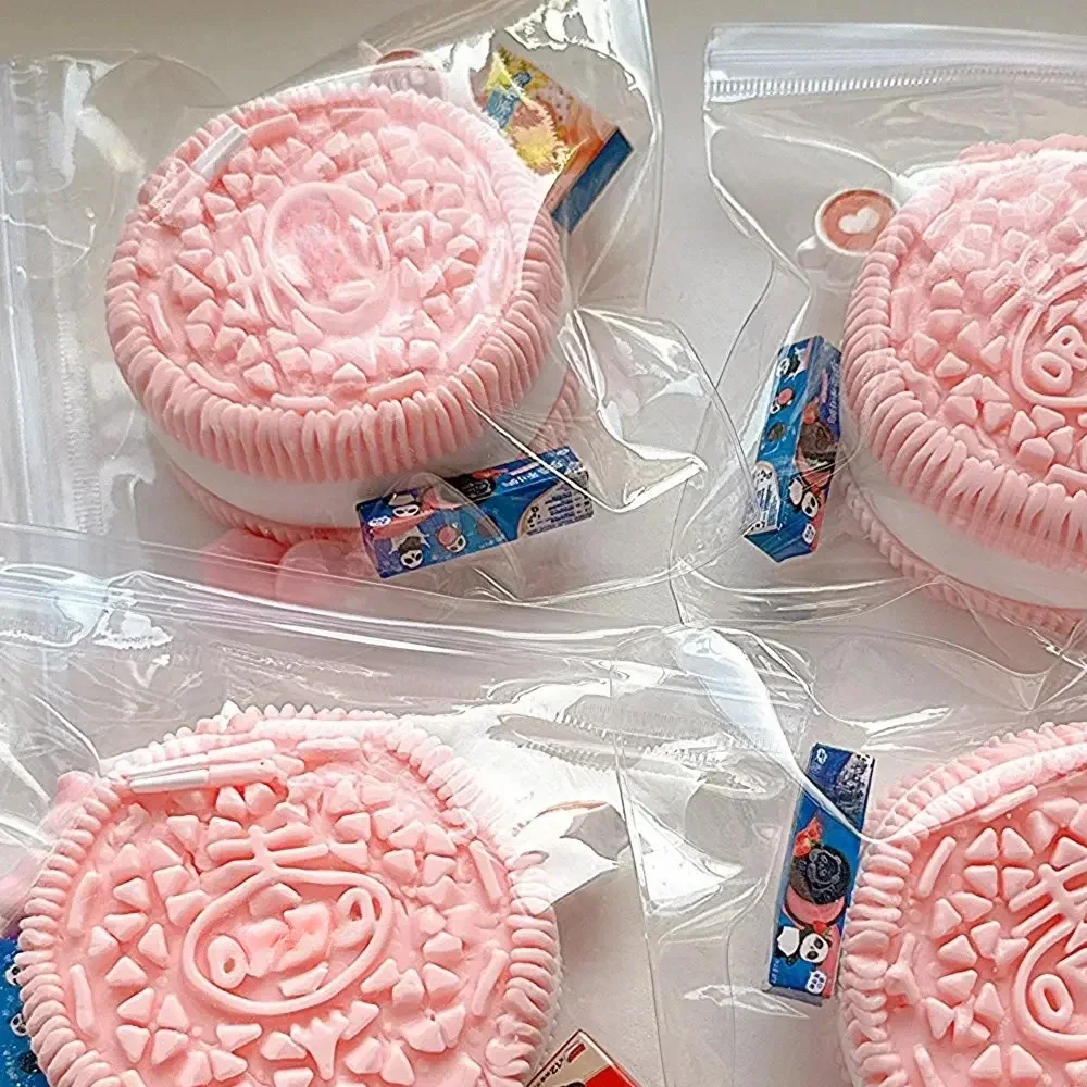 Handmade Silicone Big Sandwich Biscuits Stress Relief Squishy Toy Mochi Taba Squishy Biscuit Pinching Squeeze Toys