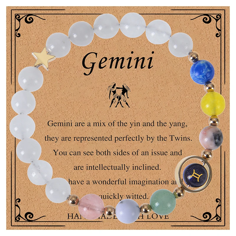 12 Zodiac Signs Bracelet - 8mm Matte Stone Beads, Elastic Constellation Horoscope Jewelry For Men & Women - View #6
