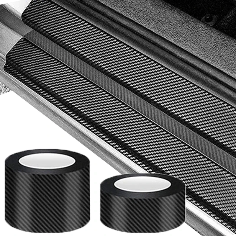 3/5m Rolls Carbon Fiber Car Sticker Auto Door Trunk Protective Strip Anti Scratch Tape Waterproof Decal Carbon Fiber Car Stickers