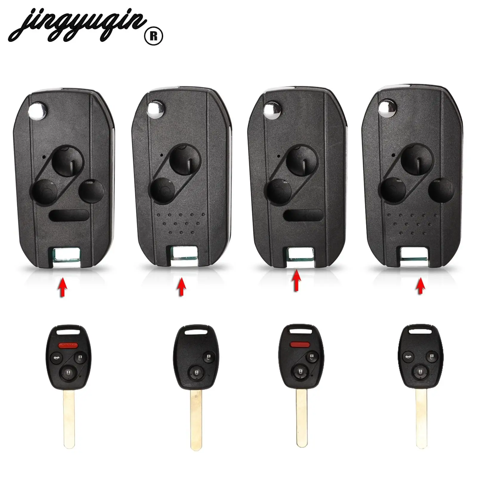 Jingyuqin 2/3/4 Pulsanti Pieghevole Flip Remote Key Shell Cover Per Honda Odyssey Ridgeline Accord Cr-V Civic Fob Case Sostituzione