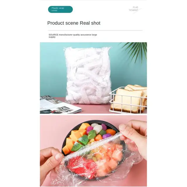 Műanyag Gumi Burkolat Edényekhez Lemez 100Db Konyhai Tárolókészletek Csomagolás Elasztikus Eldobható Szerszámfilm Táska - Image 6