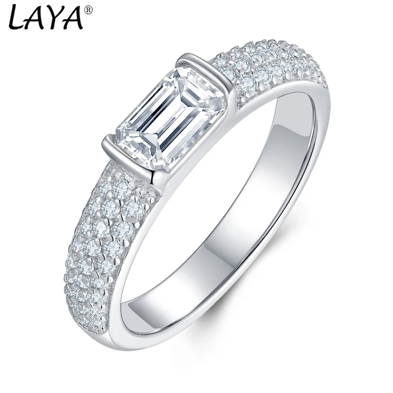 

LAYA 100% 925 Silver GRA Certified 0.5CT Moissanite VVS1 Lab Diamond Solitaire Ring for Women Engagement Promise Wedding Band