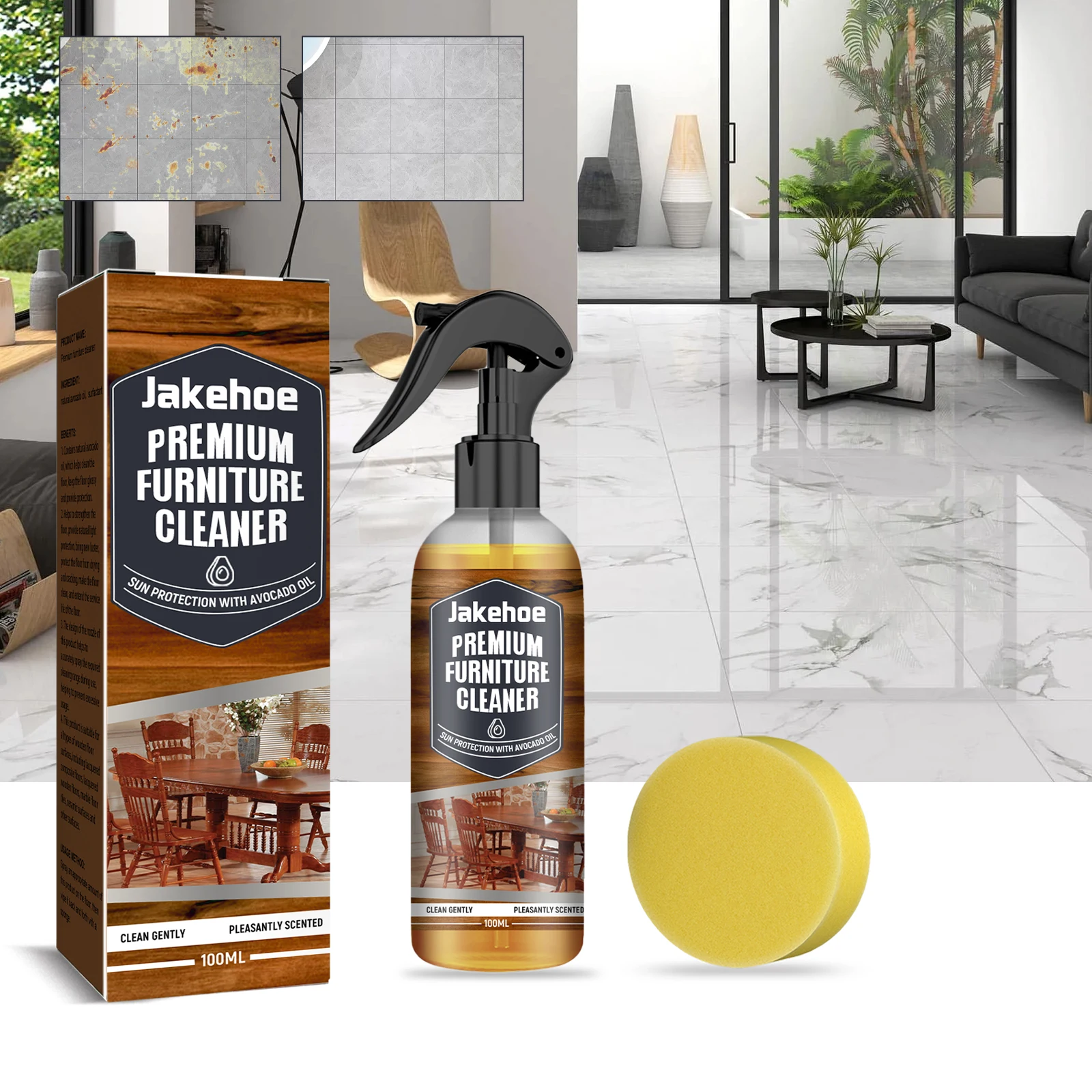 Marble Tile Wooden Floor Cleaner Strong Decontamination Brightening Polishing Premium Wood Floor Restoring Liquid Cleaner Spray