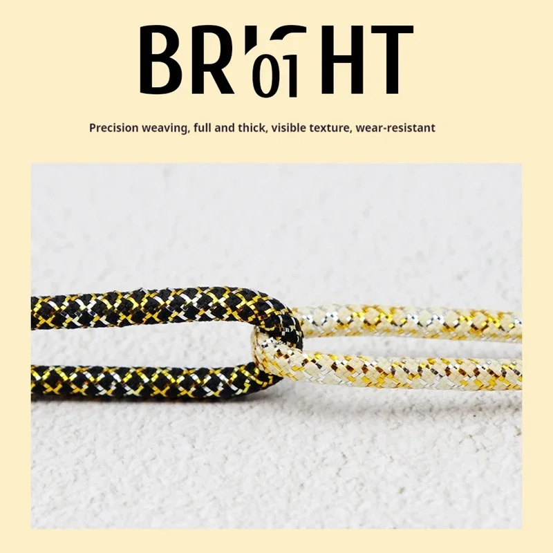 1Pair Quality Rope Shoelace Luxury Gold Silver Wire Round Shoelaces Sneakers Casual Shoe Laces Shoes Accessories 120/140/160CM