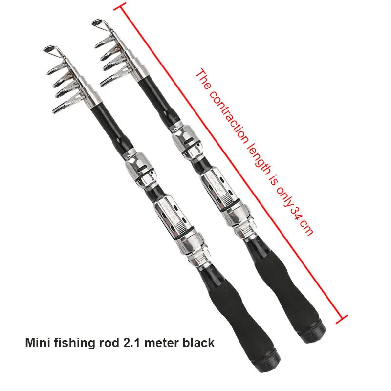 1/1.2/1.5/1.7/1.9/2.1m Telescopic Mini Fishing Rods Super Hard Carbon Steel Rivers Lakes Fishing Rod Portable Sea Pole Equipment