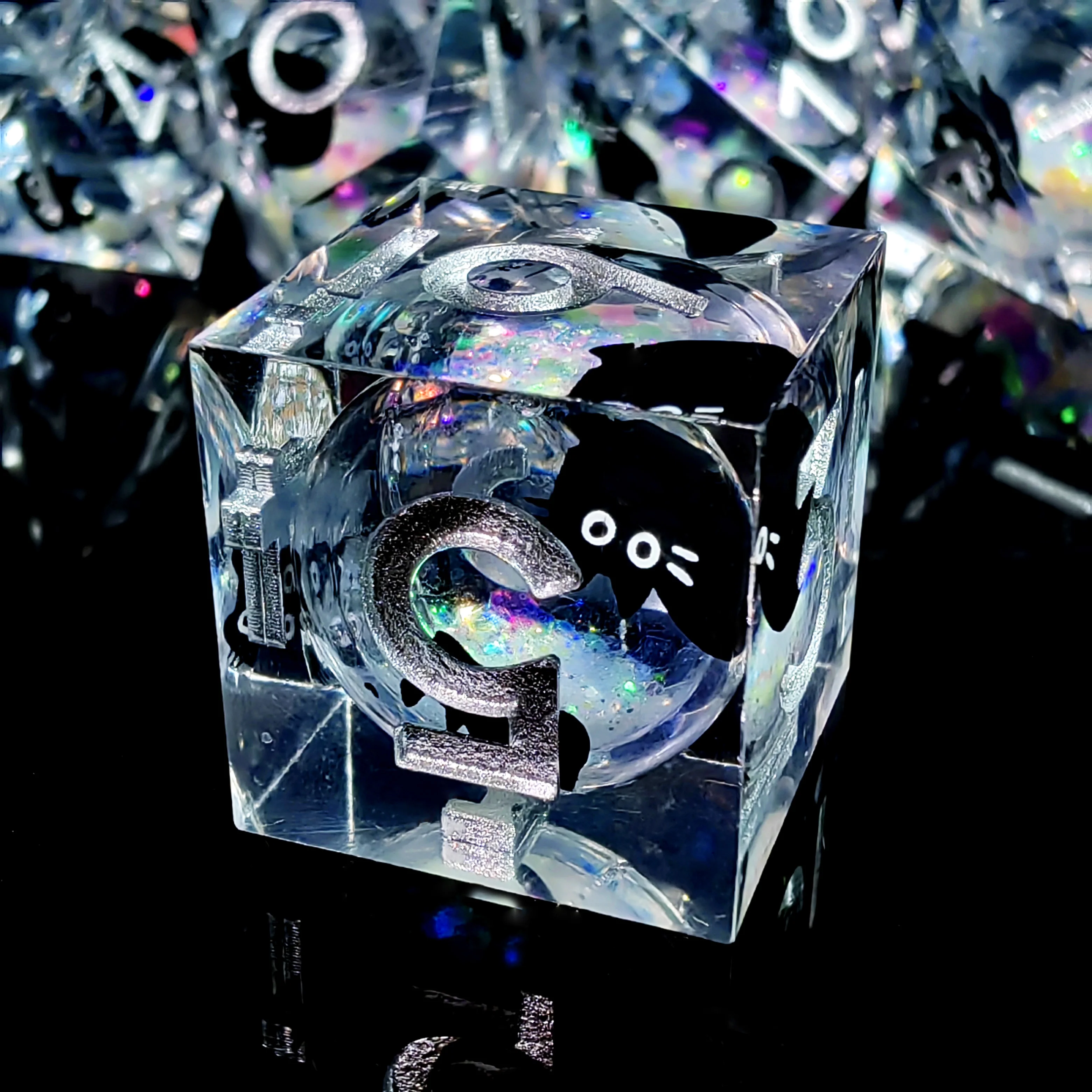 DnD Dice Set DnD Dice Set 7 Piece Resin Polyhedral Dice Cute Cat Design Transparent RPG Dungeons & Dragons Tabletop Games