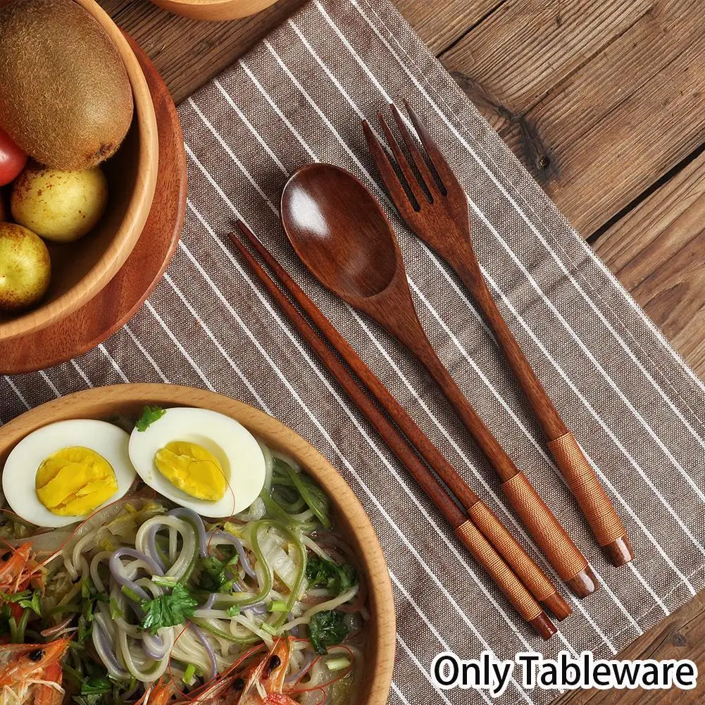 Handmade Japanese Natural Wood Utensil Set - Premium Chopstick, Spoon, and Fork Collection