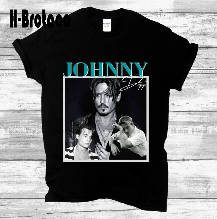 Camicia Johnny Depp, Giustizia Per Johnny Shirt, Maglietta Firmata Maglietta In Cotone Nero Camicie Casual Da Donna Xs-5Xl Cotone Traspirante