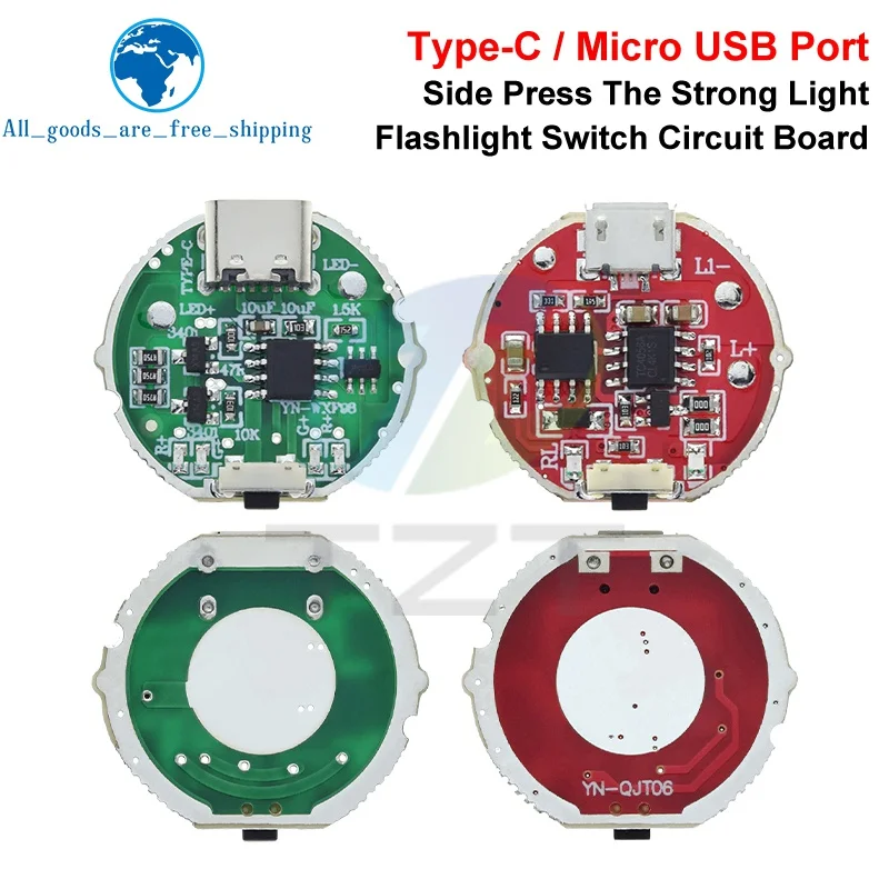 Micro USB / TYPE-C USB Side Press Strong Light Taschenlampe Treiberplatine Drei-Gang-Steuerschalter Platinenzubehör 10 W Watt