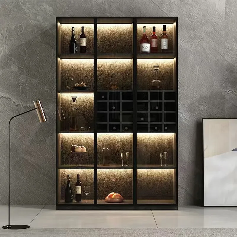 Liquor Storage Wine Cabinets Modern Glass Simplicity Corner Wine Cabinets Wall Display Botellero Vino European Furniture QF50JG