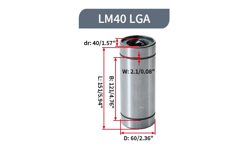 Hochtemperaturbeständiges Stahlkäfig-Linearbewegungslager LM8GA LM10GA LM12GA LM16GA LM20LGA LM25LGA LM30LGA LM35LGA LM40LGA – Detail 13