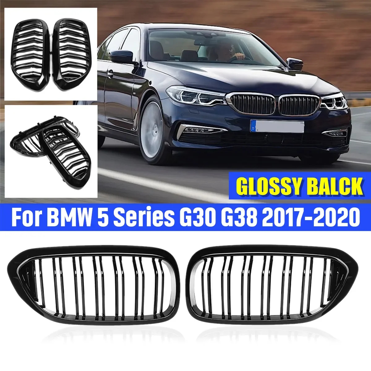 

Пара передних бамперов, решетка для радиатора, Алмазный метеоритный дизайн для BMW 5 серии G30 G38 5-серии 2017-2020, гоночные решетки, комплект для кузова