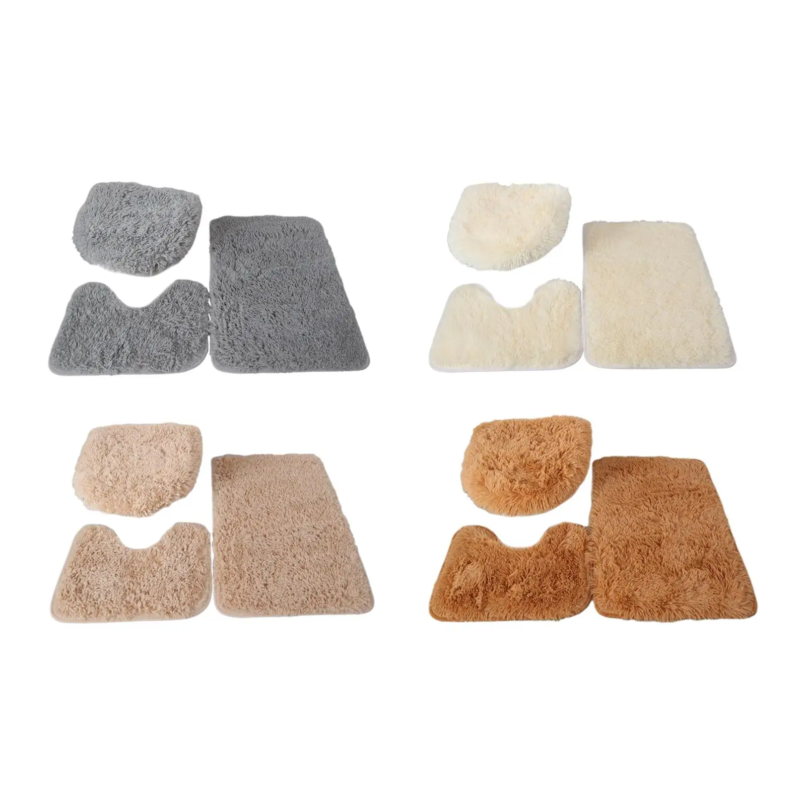 3Pcs Non Slip Bath Rugs Set Toilet Lid Cover u Shape Rug for