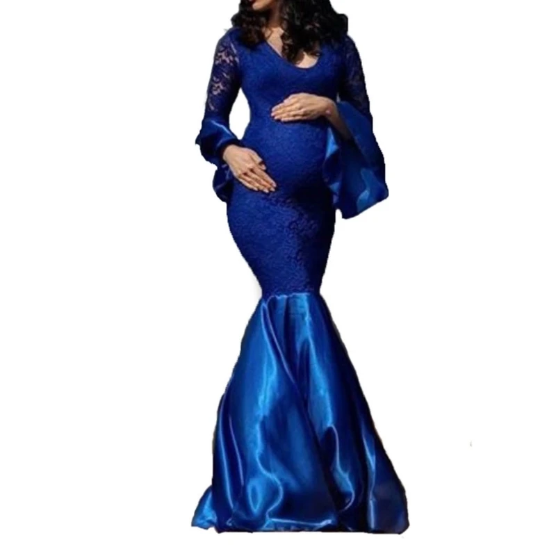 

Long Sleeve Dress for Maternity Women Photography Costume Floor Length Dresses Pregnant Women Monthly Party Evening Gown