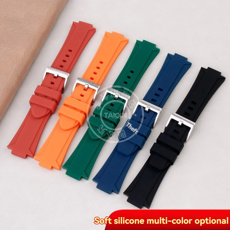 24 mm x 11 mm siliconen rubberen horlogeband compatibel met Oris Aquis horlogeband bolle band roestvrijstalen veiligheidsgesp polsband zwart 24 mm x 11 mm siliconen rubberen horlogeband compatibel met Oris Aquis horlogeband bolle band roestvrijstalen veiligheidsgesp polsband zwart