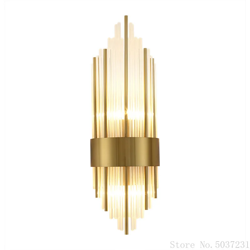 Crystal Wall Lamp Light Luxury Post Modern Simple Living Room Background Wall Bedroom Bedside Corridor Led Sconce Lamp E14