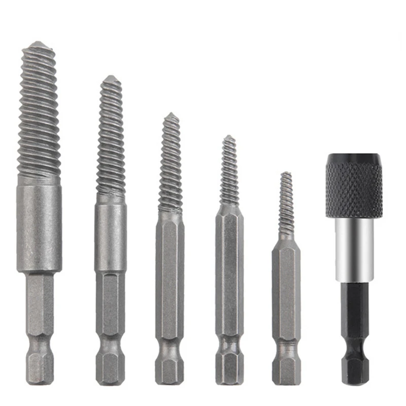 6 PCS Damaged Screw Extractor Drill Bit Set Stripped Easily Take Out Broken Screw Bolt Remover Extractor Demolition Tools