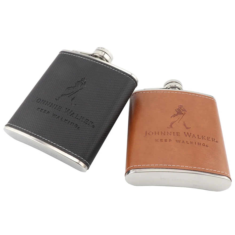 

7oz Stainless Steel Liquor Pocket Hip Flask Pu Leather Wrap Whisky Flagon Wine Vodka Beverage Alcohol Bottle