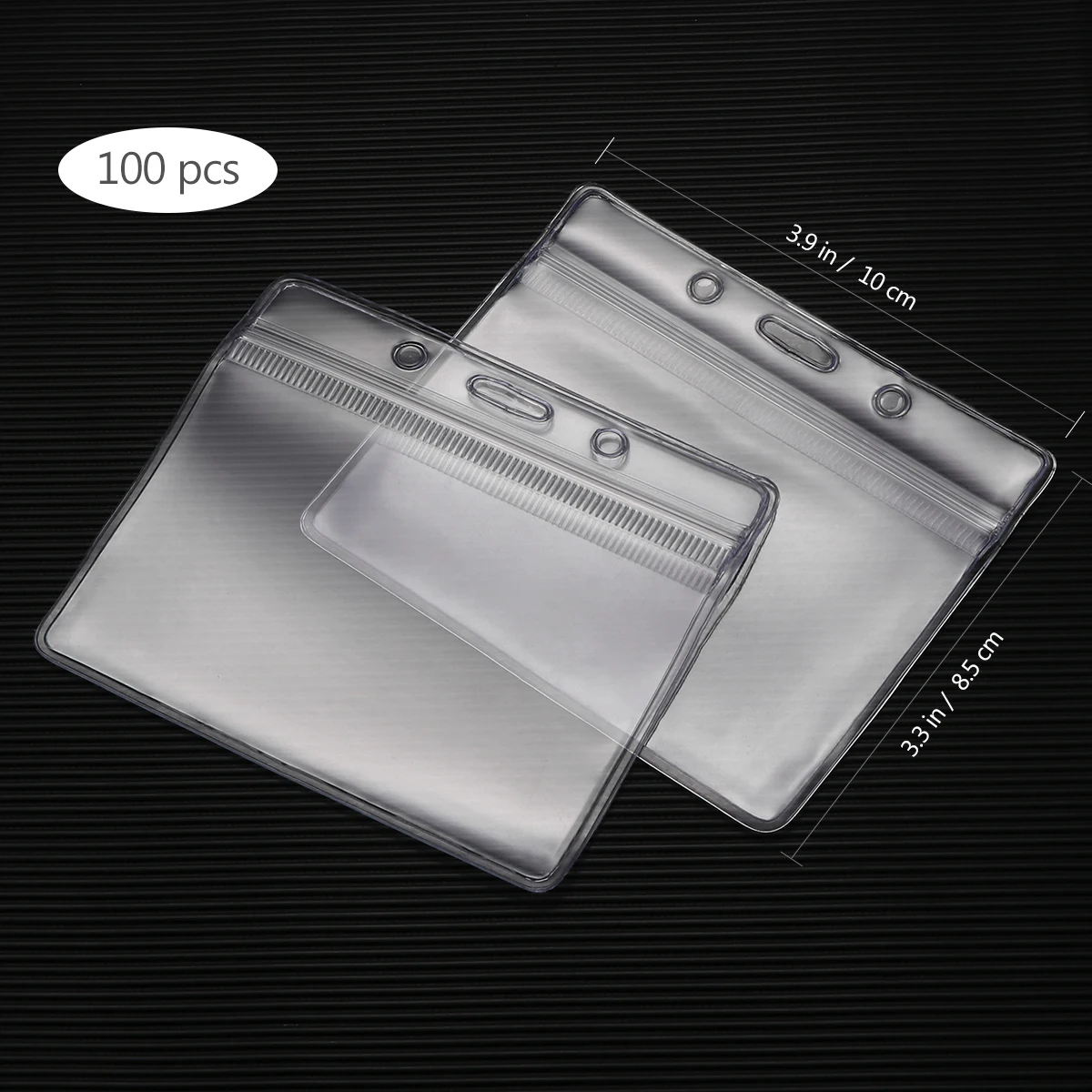 100 Porta Badge Con Clip - 9x8.5 Cm Trasparenti, Impermeabili, Per Carte D'Identità E Tesserini - Foto 5