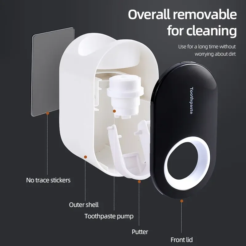Toothpaste Dispenser Wall-Mounted Automatic Toothpaste Squeezer Holder For Hole-Free Wall Hangin toothpaste squeezer toothpaste dispenser