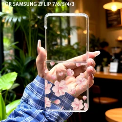 Elegant Cherry Blossom Transparent Hard Phone Case - Beautiful Pink Floral Design - Samsung ZFlip 6 (Style 1)