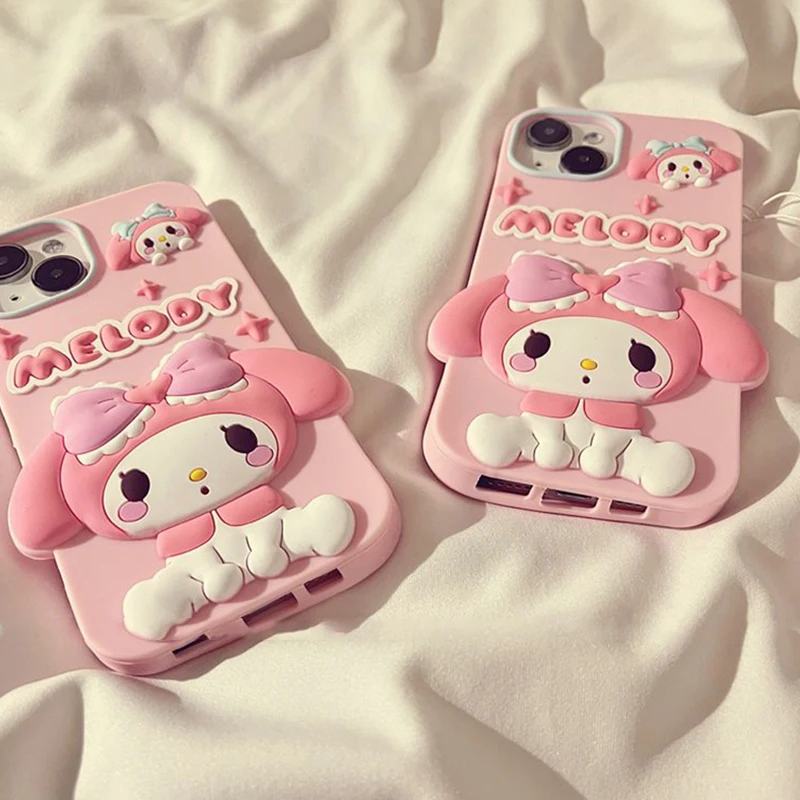 Sanrios Hello Kitty My Melody Bracelet Phone Cases for Iphone12 13 14 Pro Max Case Cute Cartoon Anti-Slip Protective Back Cover