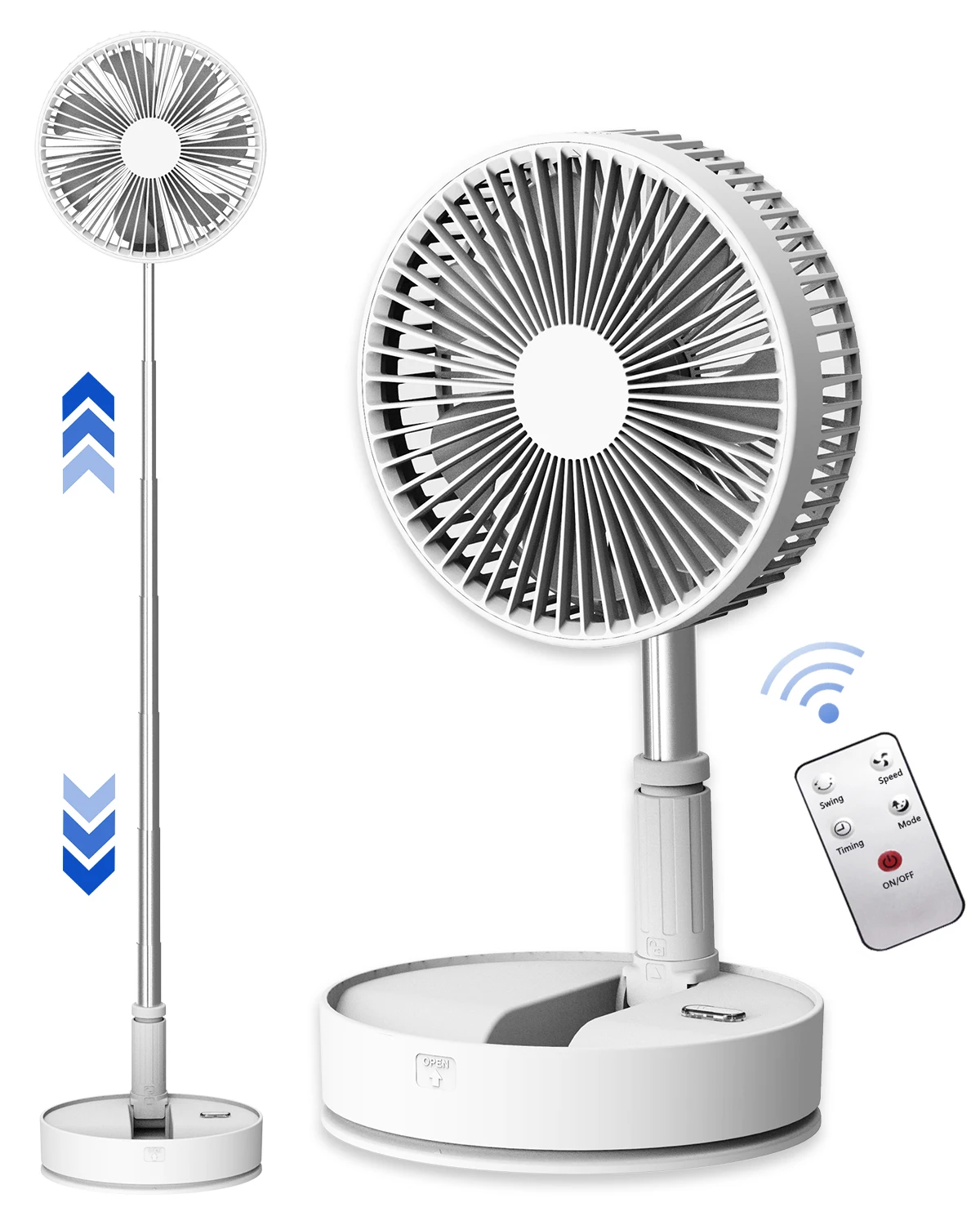 Portable Folding Oscillating Fan with Remote Control