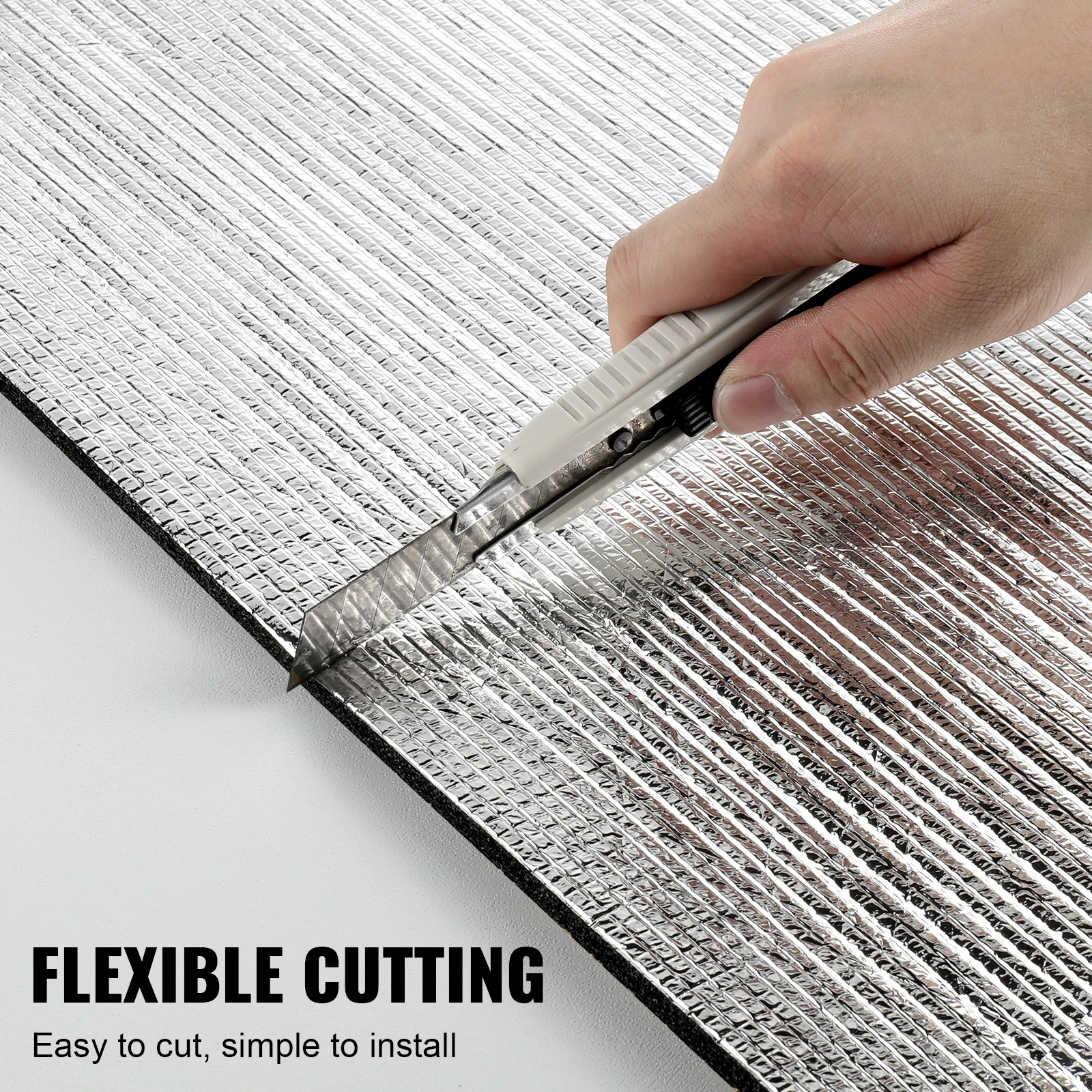 VEVOR Reflective Insulation Roll XPE Foam Core Radiant 10.3 mm 40 in x 5 ft Aluminum Foil Foam for Garage Door Window RV Roof