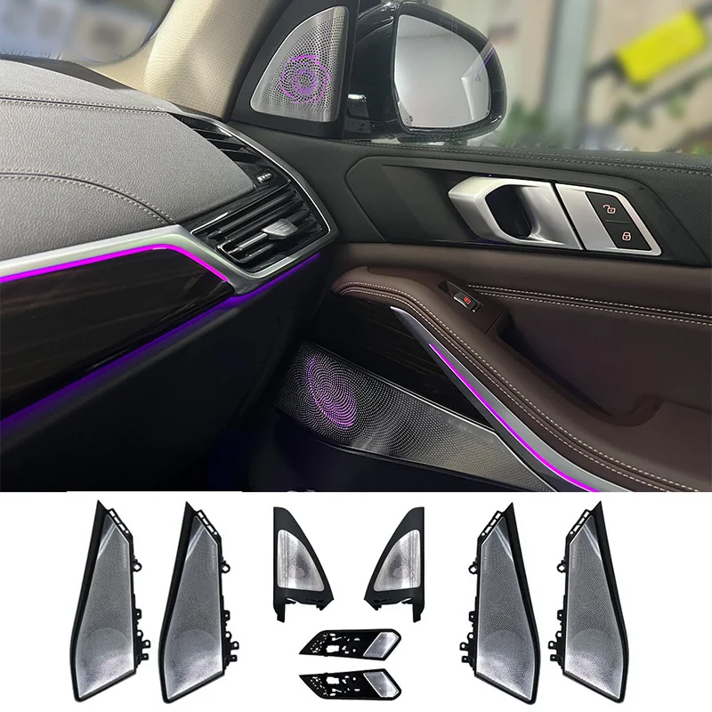 LED 오디오 커버, BMW G05 X5 G07 X7 시리즈용, 전면 후면 도어 글로우 트위터, 야광 스피커 커버, 야간 조명 샤인 스피커 키트