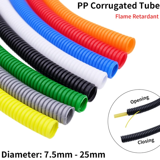 Tubo corrugado aislado PP de 1/5M, arnés de tubería de línea automática,  manguito de protección de telar de alambre dividido de plástico, 7,5mm-25mm  - AliExpress