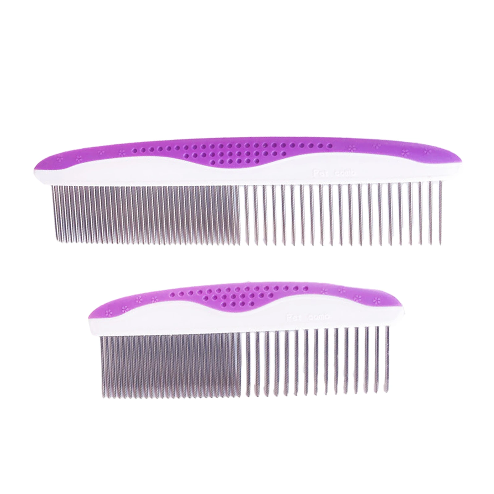 

2pcs Safety Ergonomic Rounded Teeth Grooming Comb Non Slip Reusable Flea Lice Cat Professional Lightweight Pet Stainless Steel