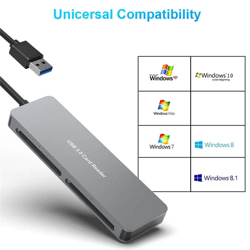 USB 3.0 다기능 카드 리더, PC 노트북 액세서리용, CFast, CF, XD, SD, TF 카드 리더, 5 in 1, 5Gbps