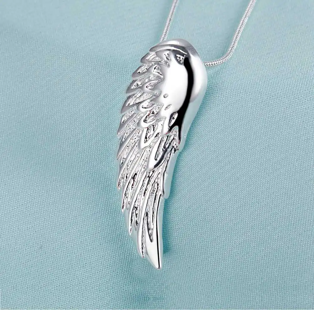 Pendant necklace 925 sterling silver angel wings pendant for women jewelry